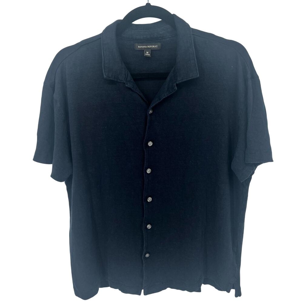 Banana Republic Navy Blue Short Sleeve Button Up Shirt M
